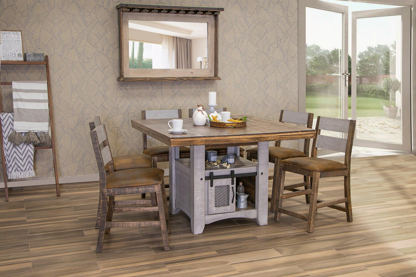 Pueblo Gray Counter Height Square Dining Table Collection