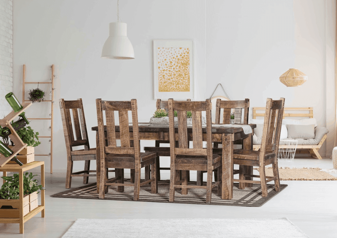 Amish Essential's Rough Sawn Zachary Table Set