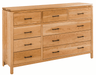 Amish Essentials Maverick Nine Drawer Dresser - Barewood