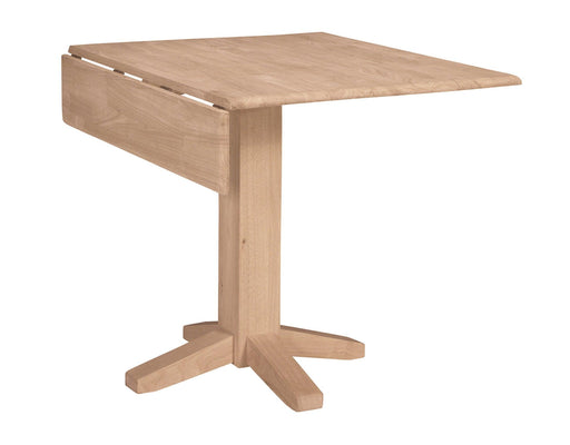 Square Drop-leaf Pedestal Dining Table - Barewood