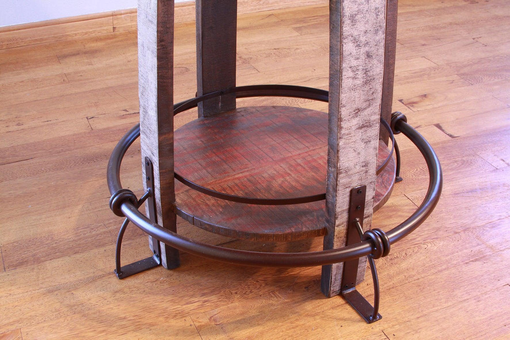 Antique Multicolor Bar Height Open Barrel Bistro Table - Barewood