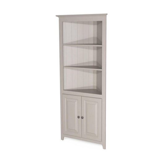Radiata Pine Tall Corner Shelf w/ Bottom Doors - Barewood