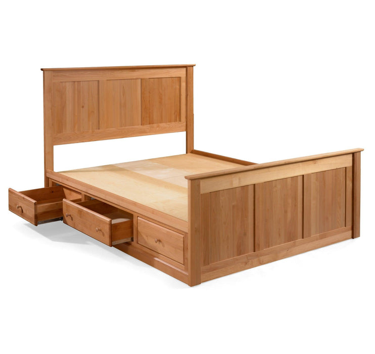 Queen Raised Panel Low Storage Build-A-Bed - Barewood