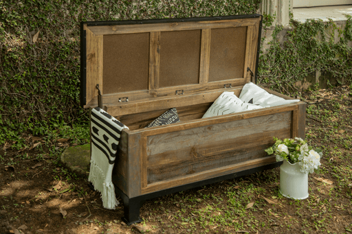 Antique Gray Bedside Trunk - Barewood