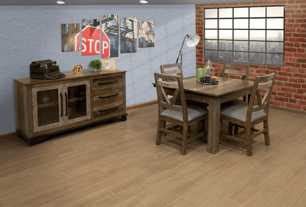 Loft Brown Small Square Dining Table - Barewood