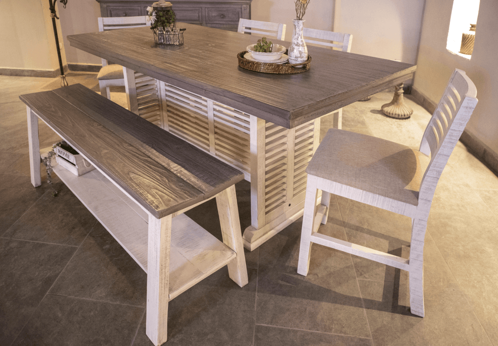 Stone Counter Height Bench - Barewood