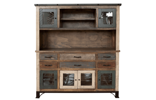 Antique Multicolor Buffet and Hutch - Barewood