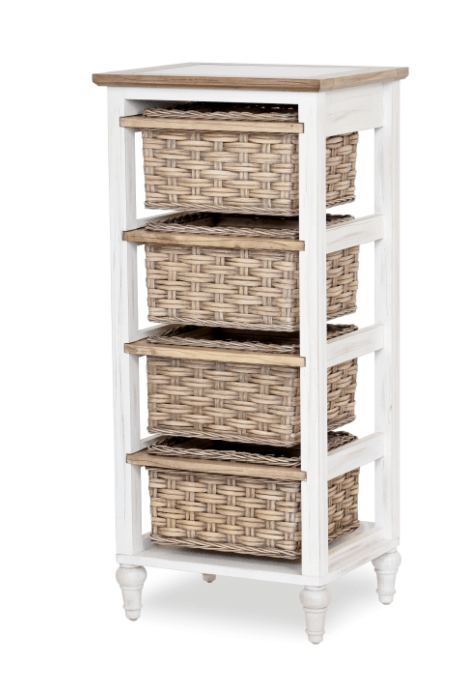 Sea Breeze 4- Basket Vertical Storage Cabinet - Barewood