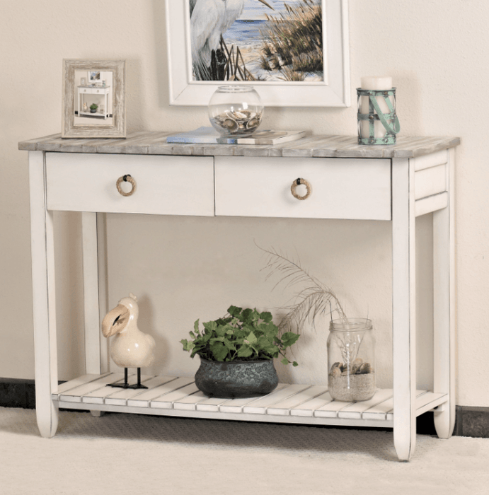 Picket Fence Two Drawer Console Table - Barewood