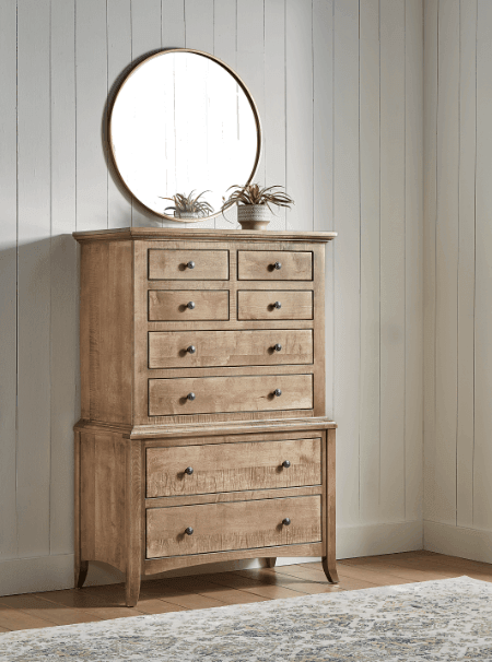 Tall real wood chest of drawers sold at the Barewood showroom in Clearwater FL