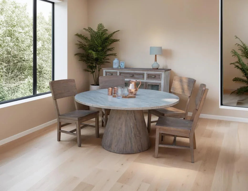 Sahara round dining table with whitewashed mango top