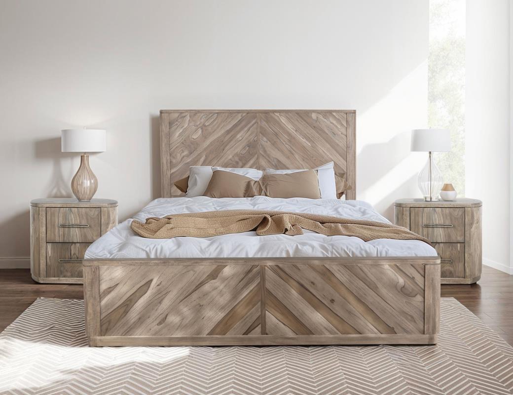 Balam White bedroom collection styled in a room — bed, nightstands, and matching pieces in soft white mango wood