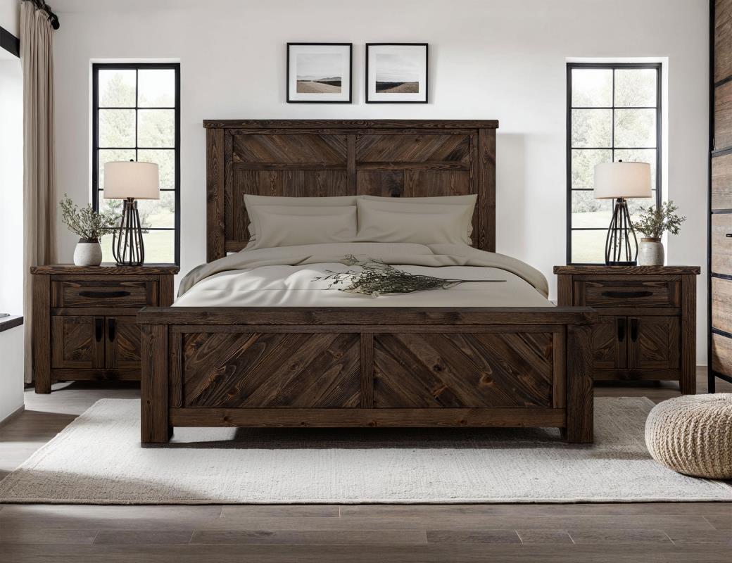 Dutton bed in mixed wood finish