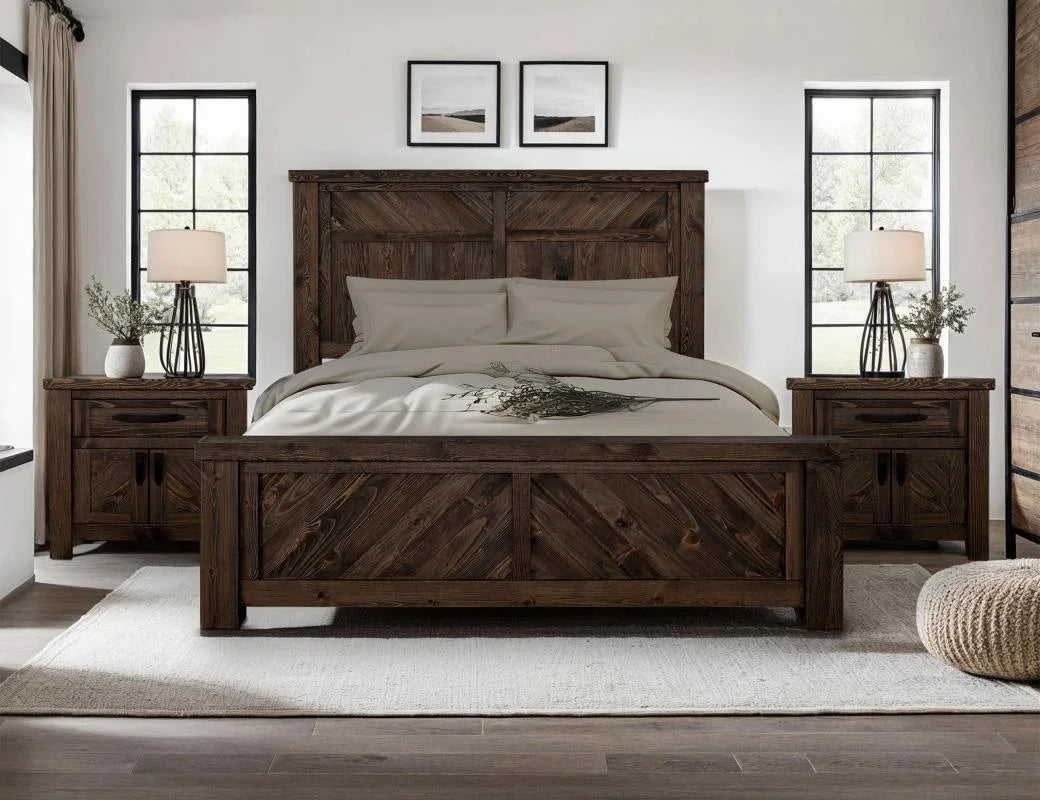 Dutton bed in mixed wood finish