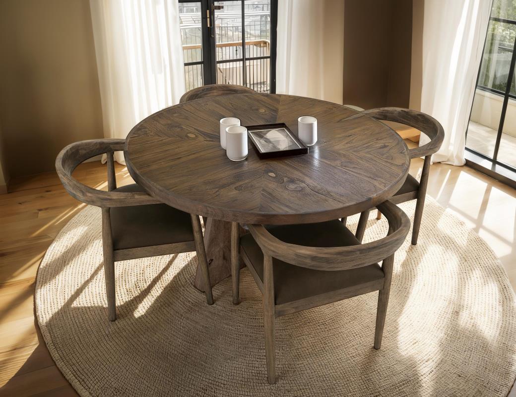 Natural Teca 55" Round Dining Table Collection - Barewood
