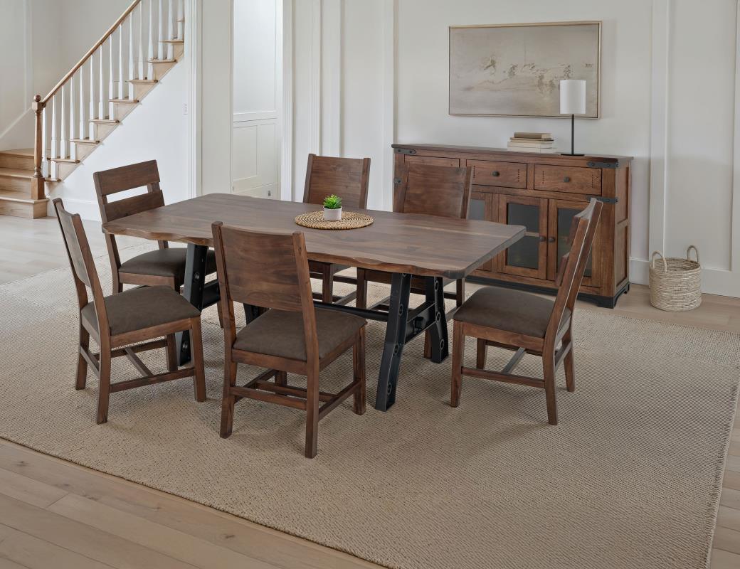 Parota dining table with chairs in a styled dining room