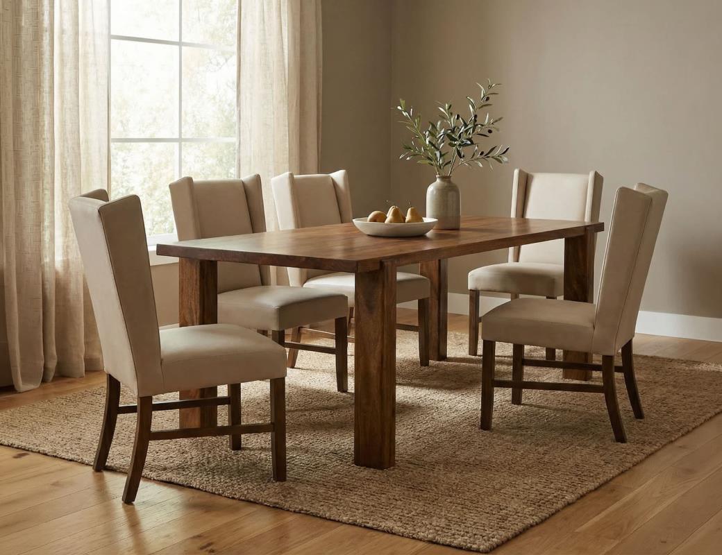 Silver dining table with chairs - Barewood
