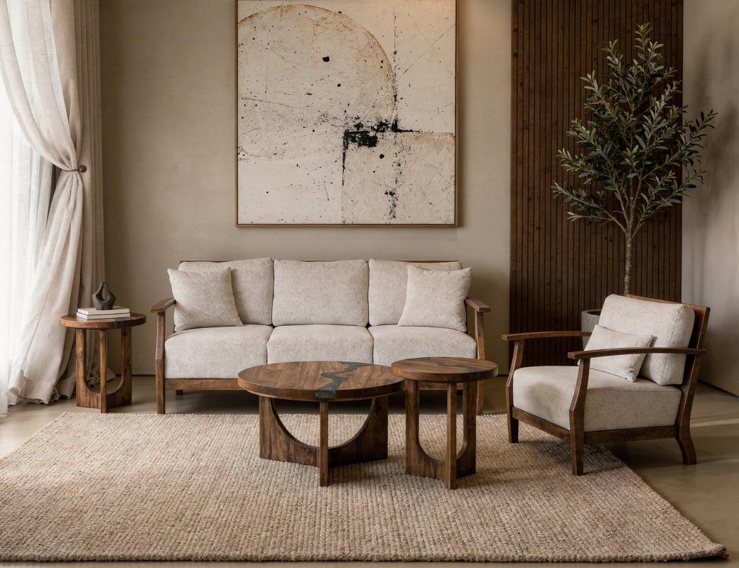 Silver occasional table set in living room - Barewood