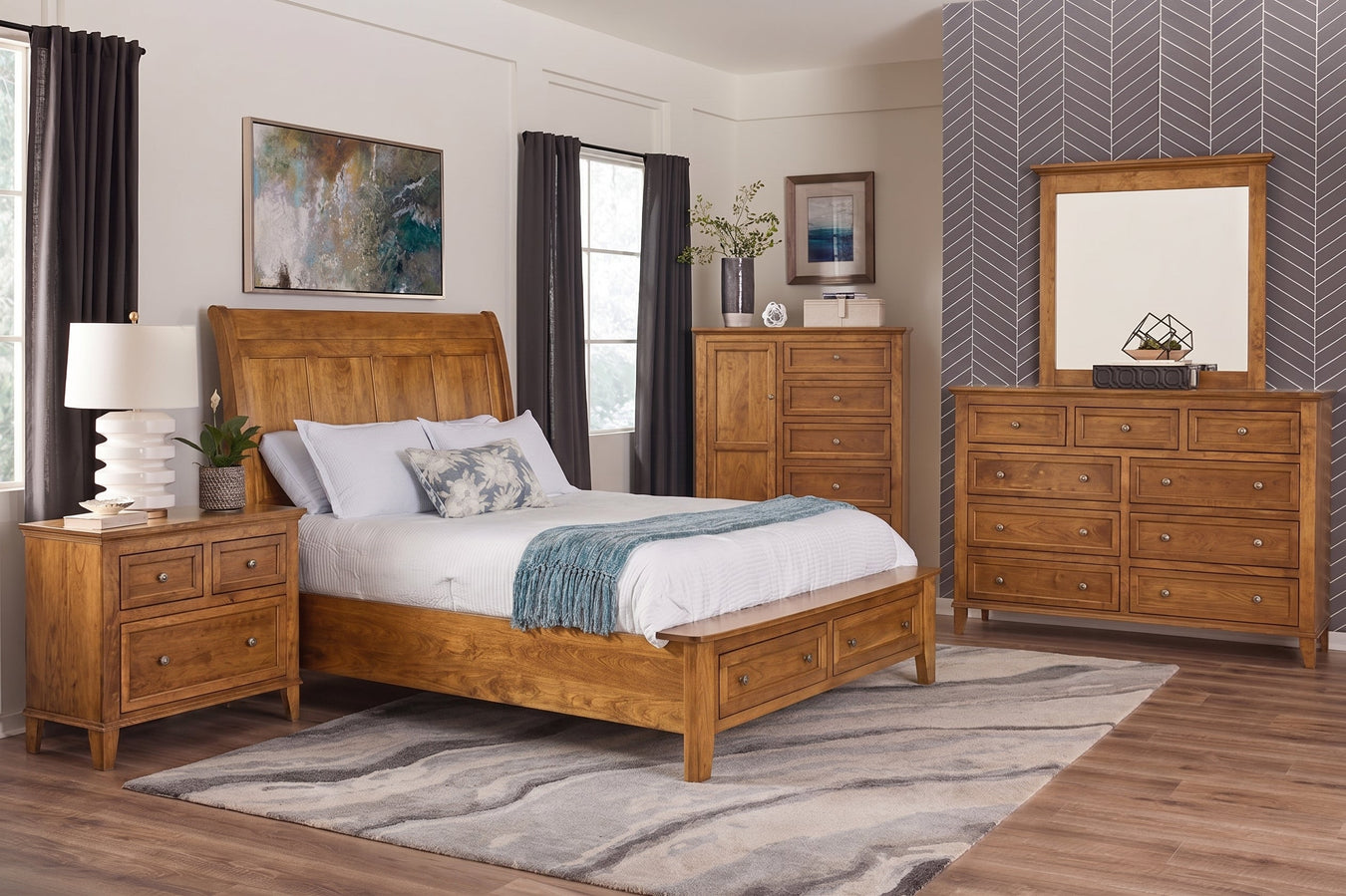 Belmont Sleigh Storage Bed Bedroom Set