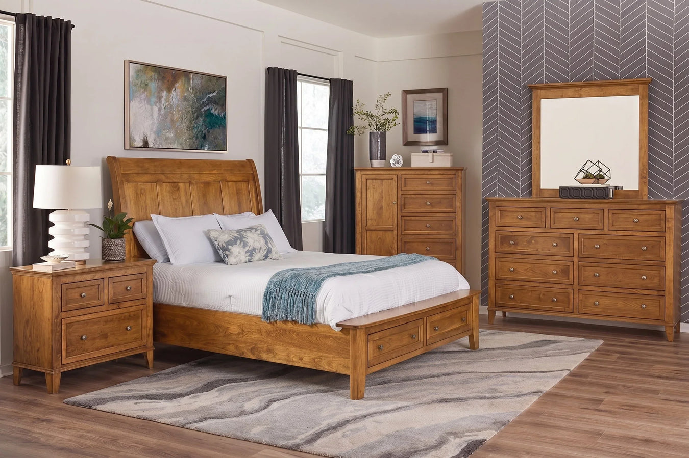 Belmont Sleigh Storage Bed Bedroom Set