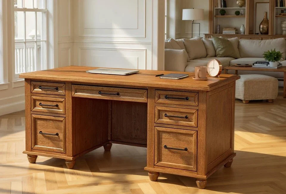 Vista Executive Desk in Hickory - Barewood