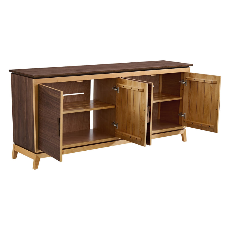 Addison 76" Credenza in Duet finish with doors open - Barewood