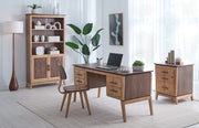 Addison 4-Drawer Desk with the Addison Chair, Addison Bookcase and File Cabinet - Barewood