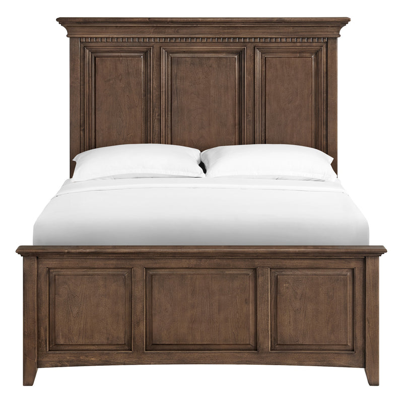 McKenzie Grand Headboard in Java, shown on the complete bed - Barewood