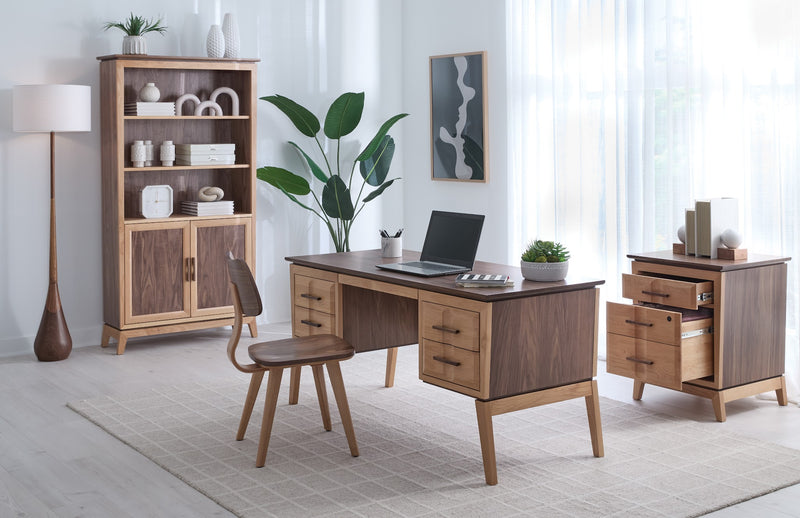 Addison File Cabinet with the Addison 4-Drawer Desk, Addison Chair and Bookcase - Barewood