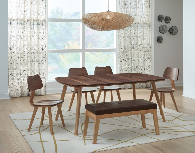 Addison Dining Table with Addison Chairs and the Addison Upholstered Bench - Barewood