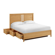 Bailey Collection Storage Bed in Natural, King, drawers open - Barewood