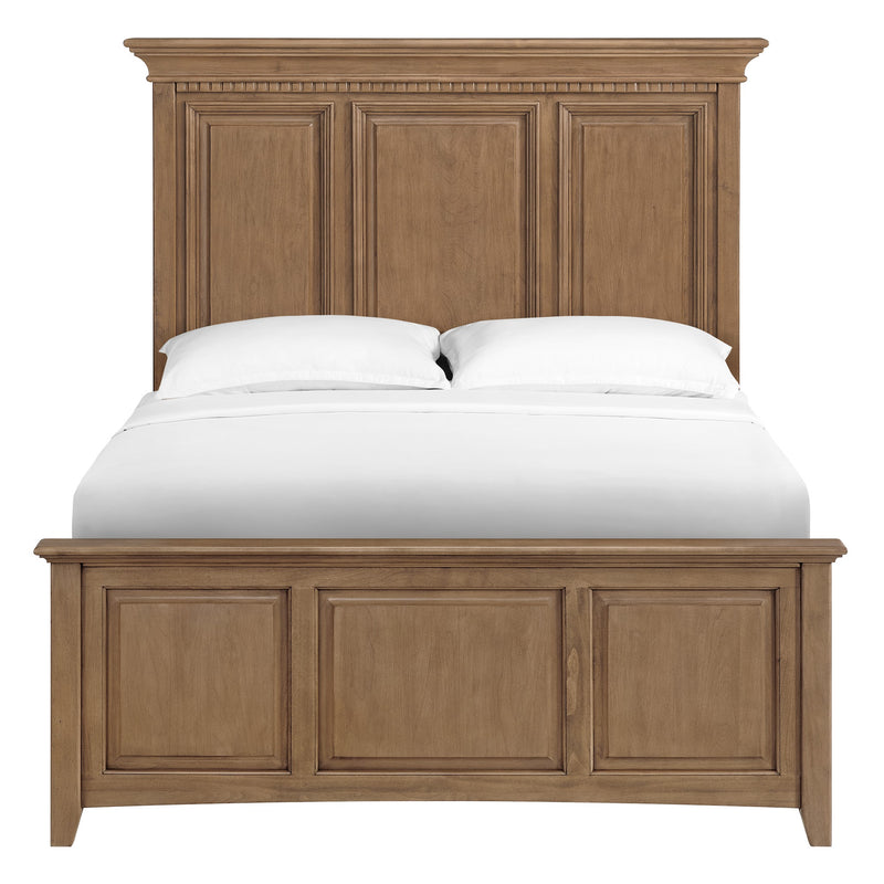 McKenzie Grand Headboard in Pecan, shown on the complete bed - Barewood