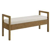 Bailey Upholstered Arm Bench in Nutmeg - Barewood