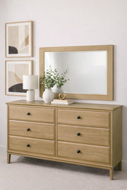 Virginia 60" Low Dresser and Beveled Mirror in Latte - Barewood