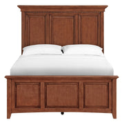McKenzie Grand Headboard in Glazed Antique Cherry, shown on the complete bed - Barewood