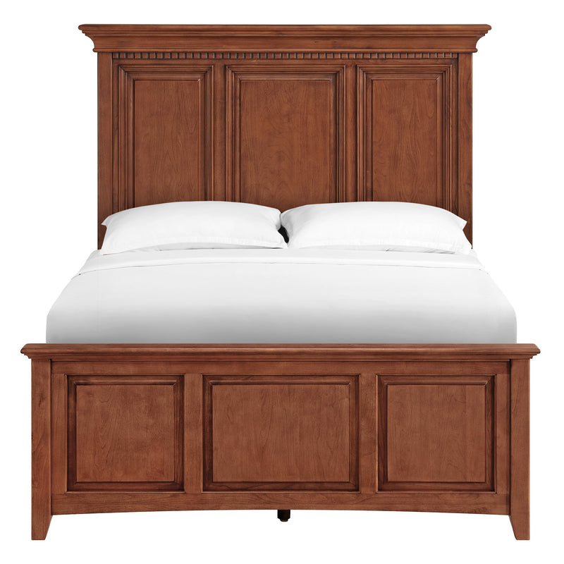 McKenzie Grand Headboard in Glazed Antique Cherry, shown on the complete bed - Barewood