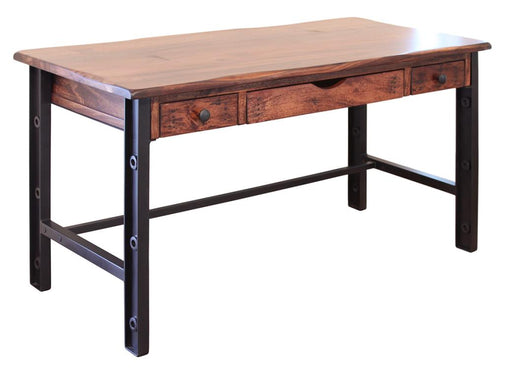 Parota 3-Drawer Desk - parota top, iron frame