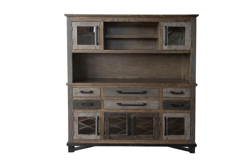 Loft Brown Buffet and Hutch - china cabinet