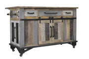 Loft Brown Kitchen Island - barn and mesh doors