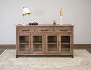 Natural Parota Console - glass door detail