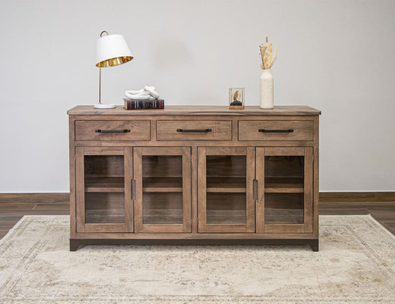 Natural Parota Console - glass door detail