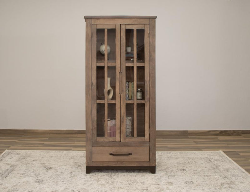 Natural Parota Display Cabinet - drawer detail