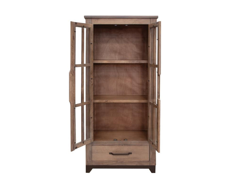 Natural Parota Display Cabinet - glass door detail