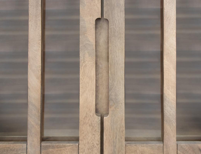 Natural Parota Display Cabinet - iron base detail