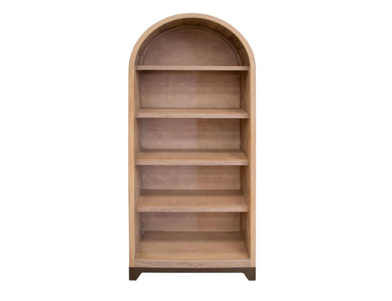 Natural Parota Bookcase - 5 Shelf arched style in light natural finish