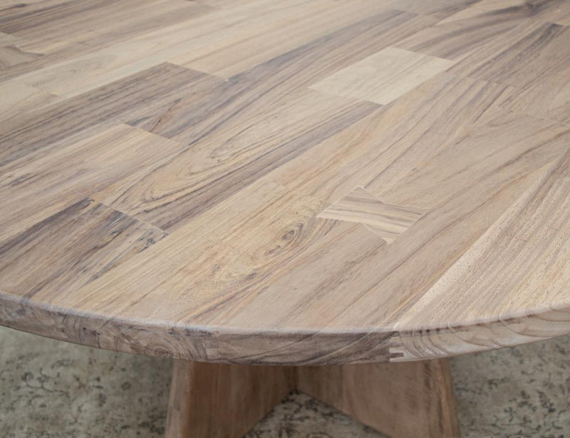 Natural Parota Round Dining Table - grain detail
