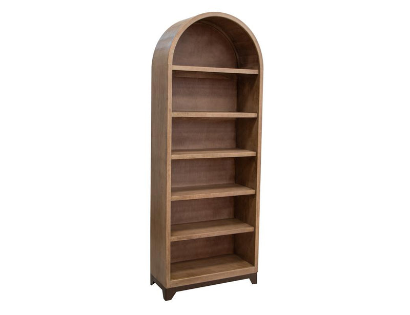 Natural Parota Bookcase - arched iron base