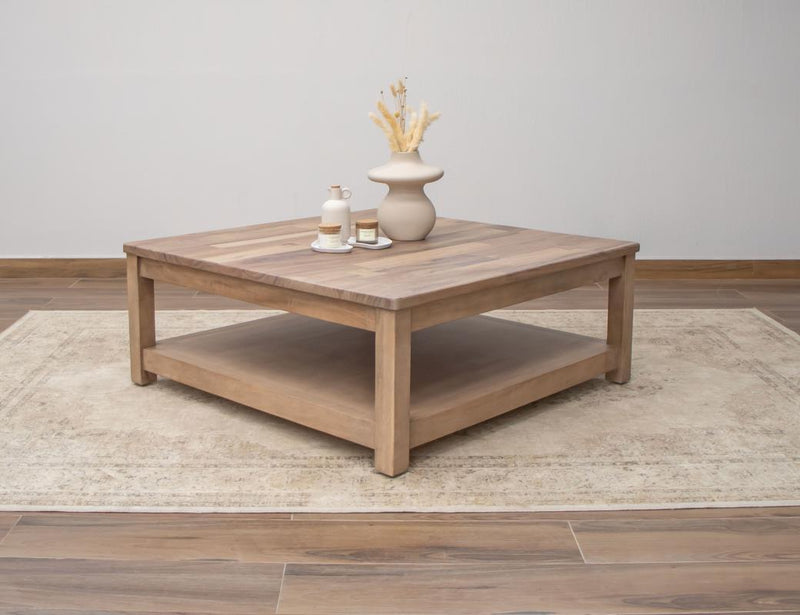 Natural Parota Square Cocktail Table - angled view