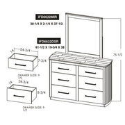 Mezquite Mirror and dresser dimension diagram
