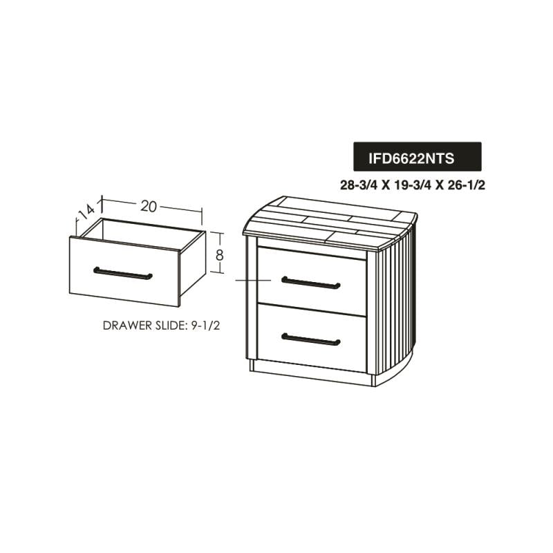 Mezquite 2 Drawer Nightstand dimension diagram